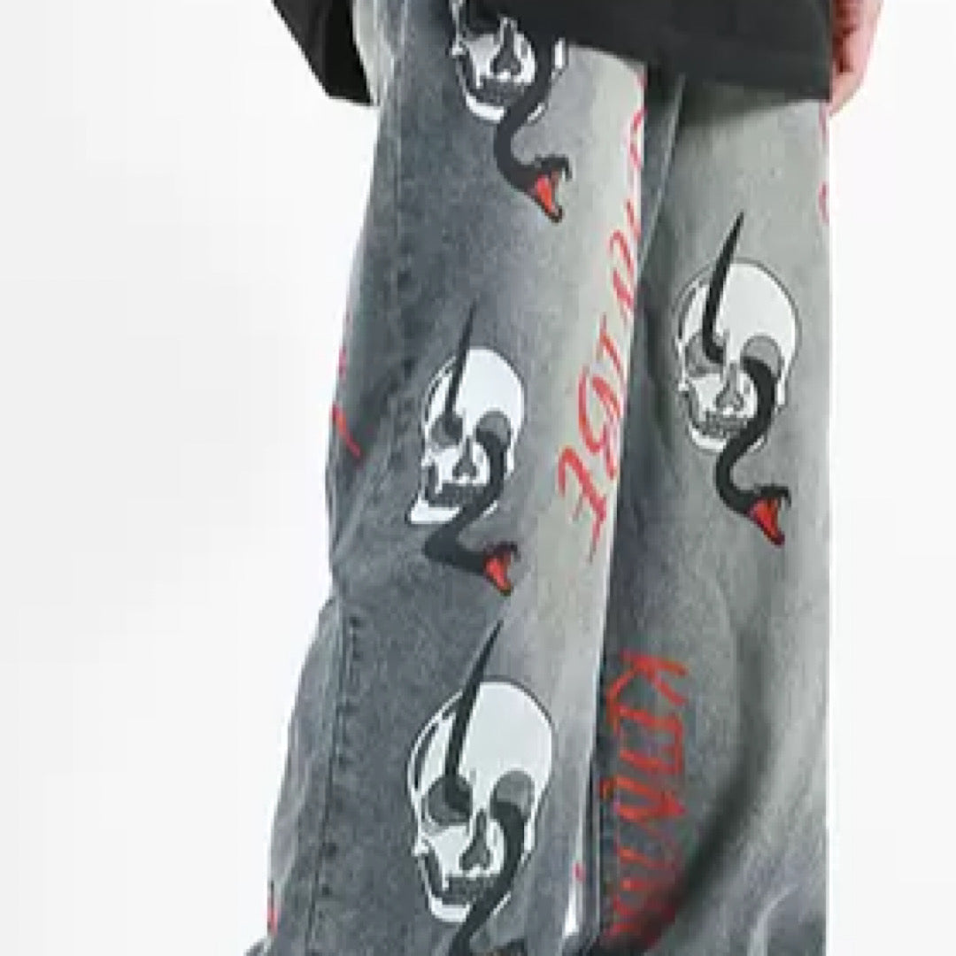 skull design denim  US1195