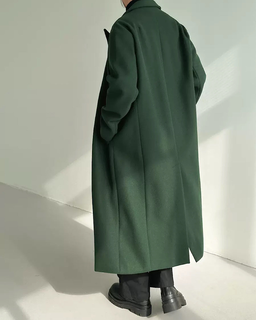 loose straight green coat  US1729