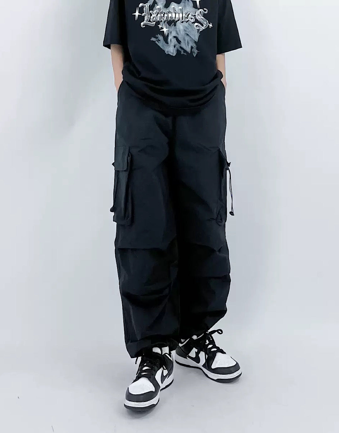 loose silhouette cargo pants  US1375