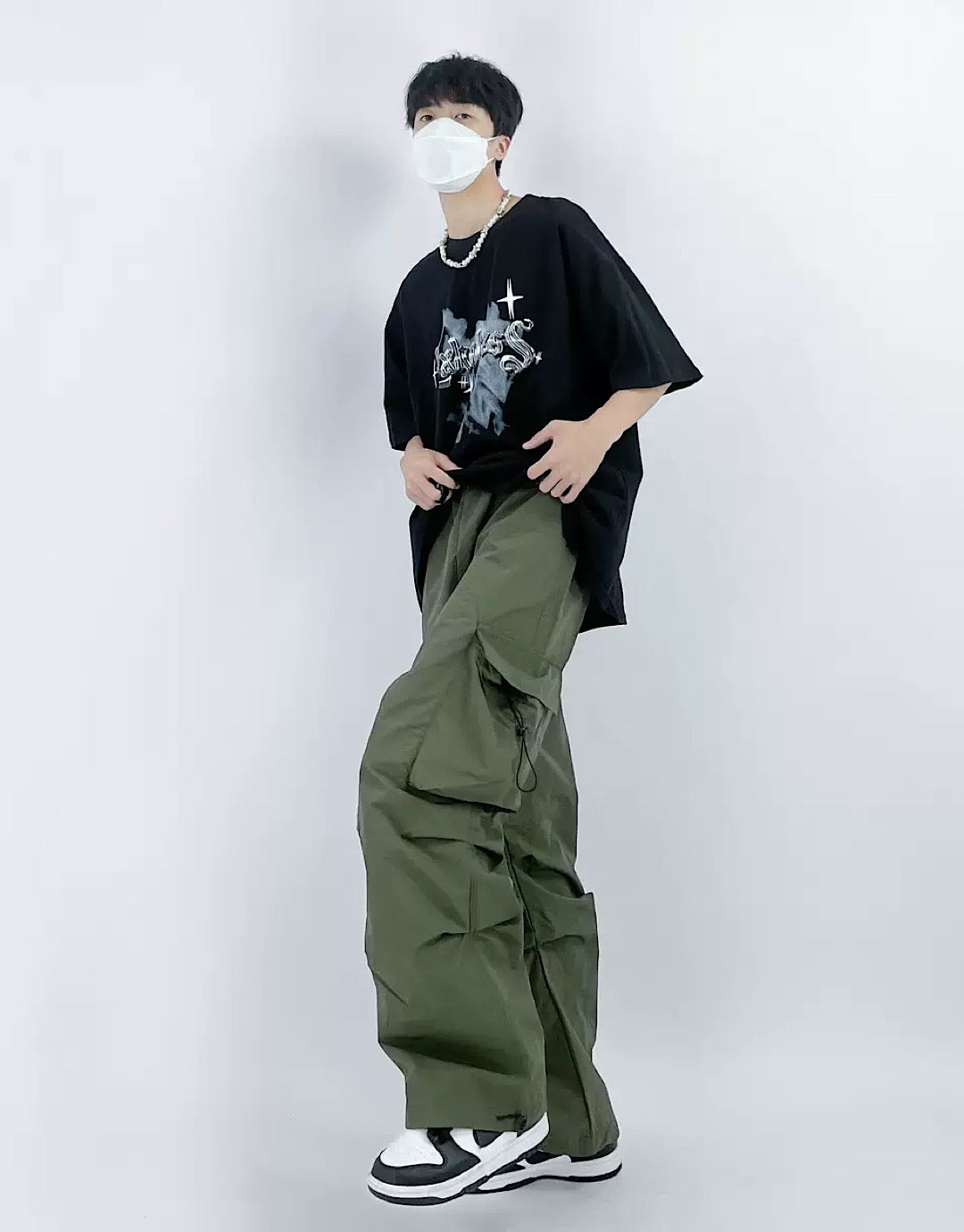 loose silhouette cargo pants  US1375