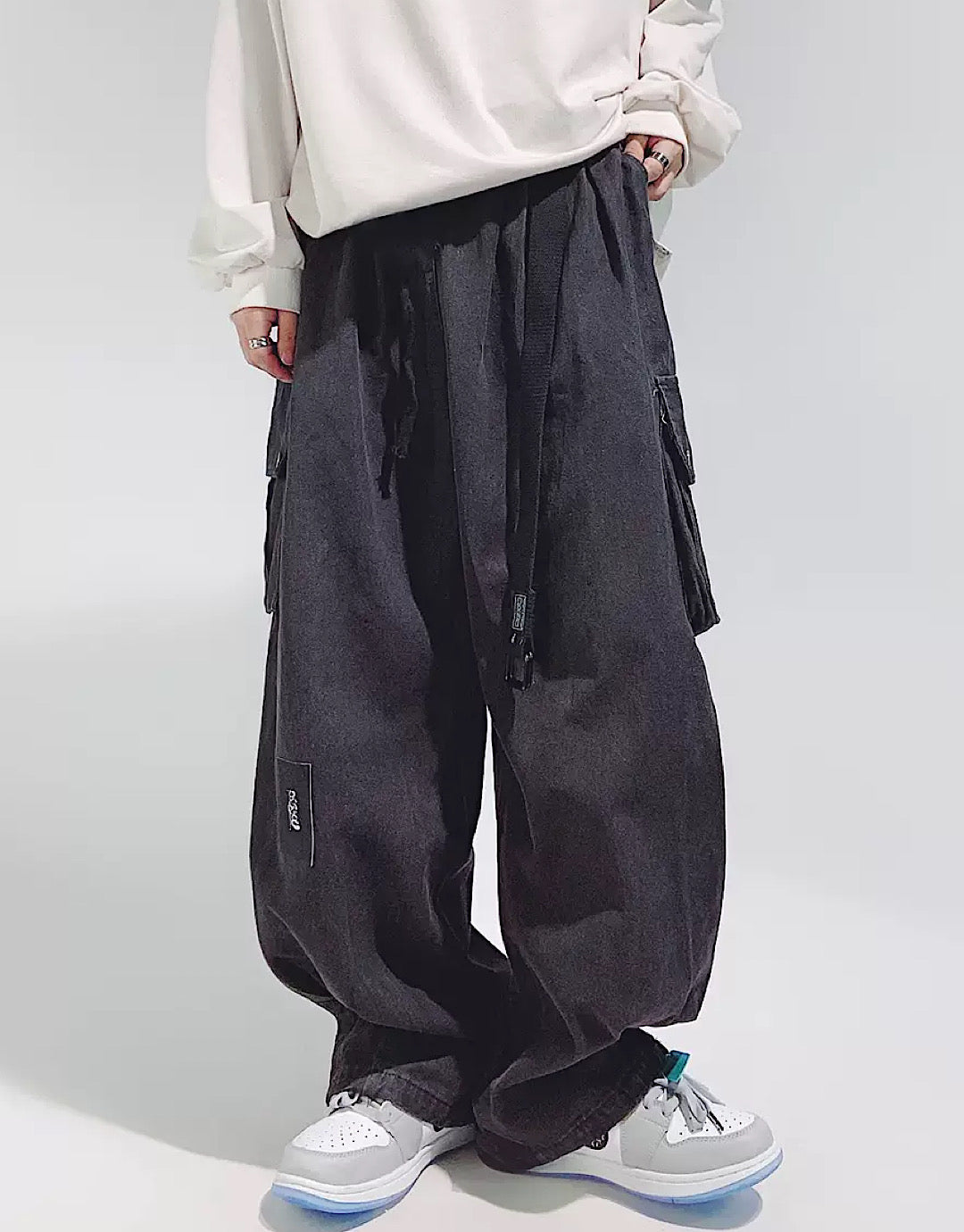 【UUCSCC】Folded black balloon pants  US0012