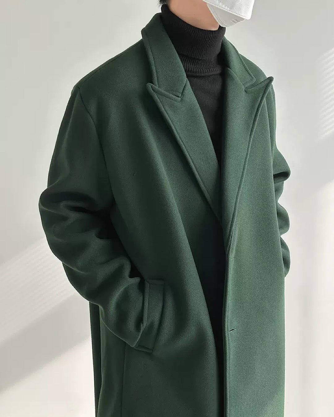 loose straight green coat  US1729