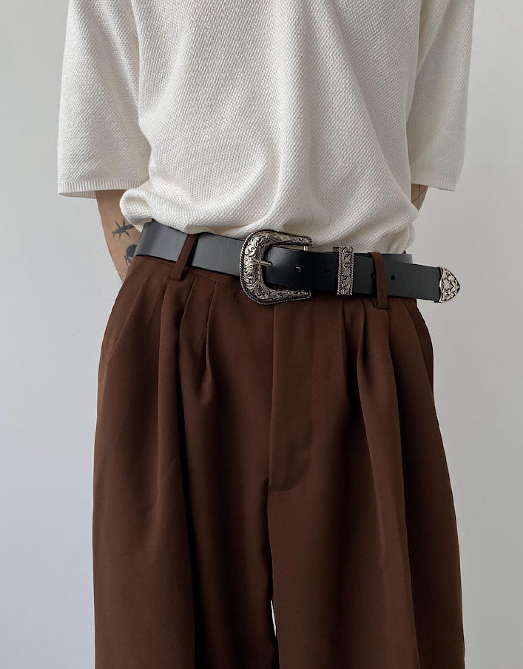 droop wide brown pants  US1948