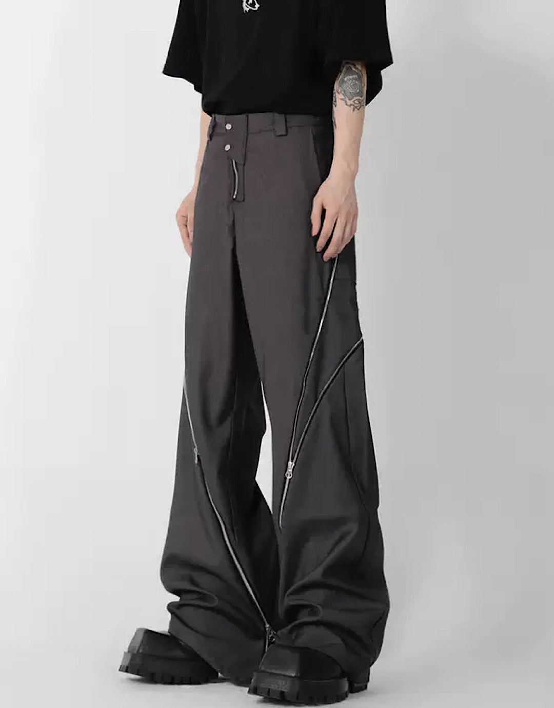 side zipper flared pants  US1853