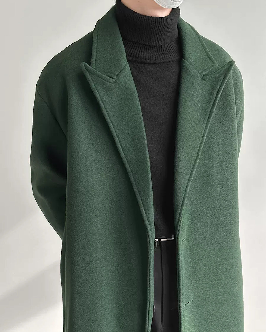 loose straight green coat  US1729