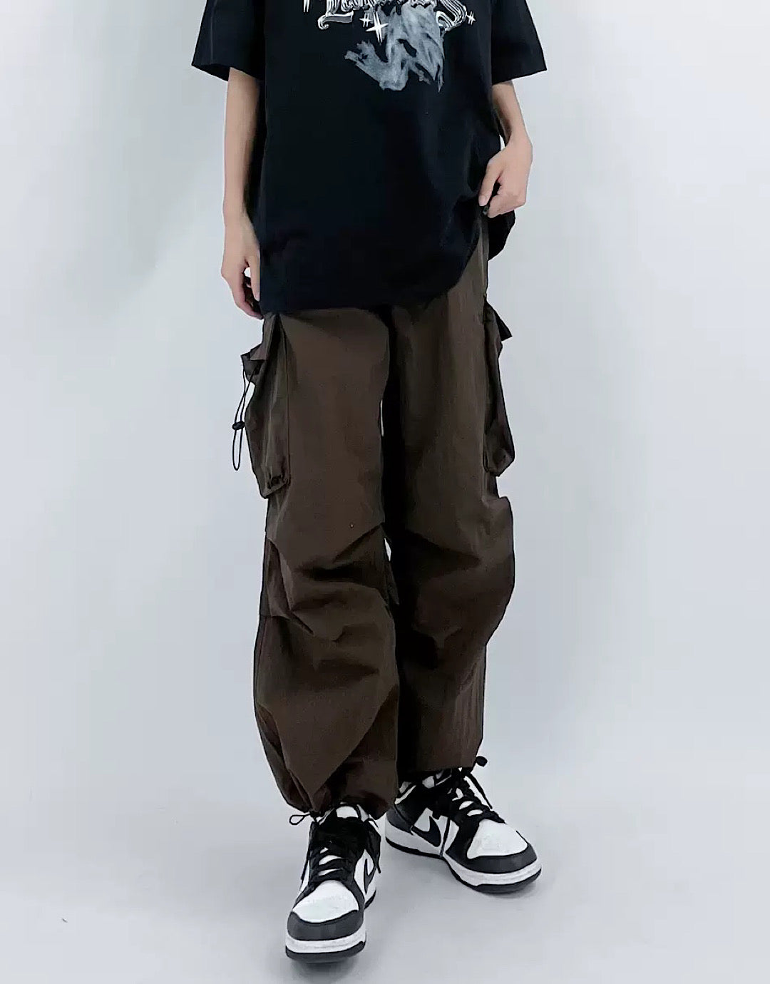 loose silhouette cargo pants  US1375