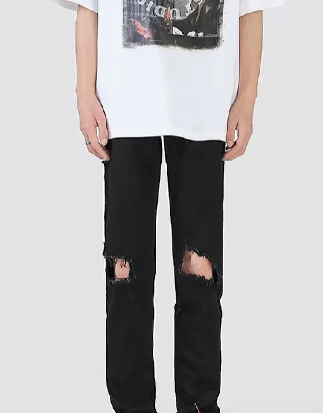 knee damage skinny pants  US1337