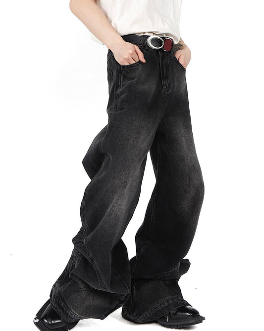 raper wide black denim  US1838