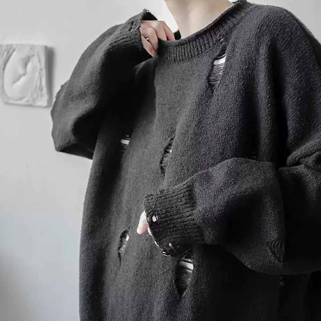 damage cut sweater  US1594