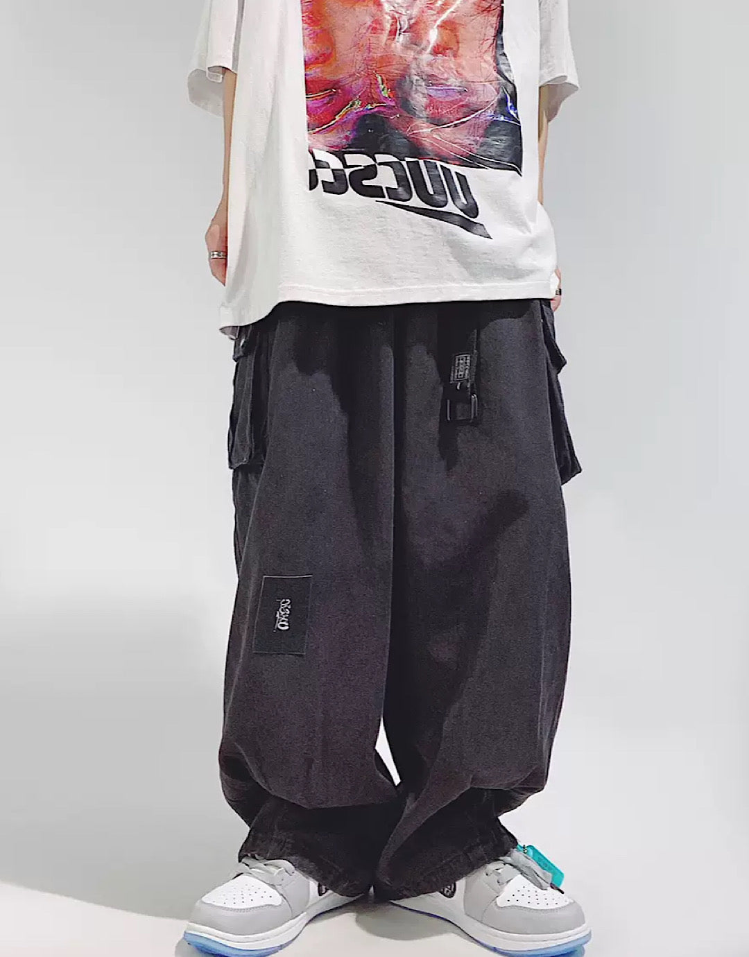 【UUCSCC】Folded black balloon pants  US0012