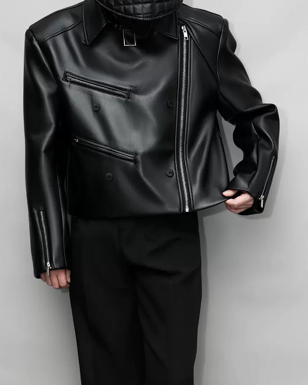 covered leather jacket  US1733