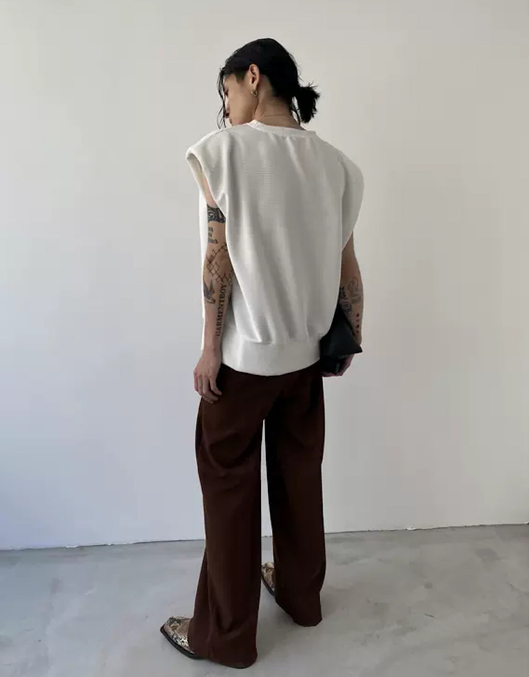 droop wide brown pants  US1948