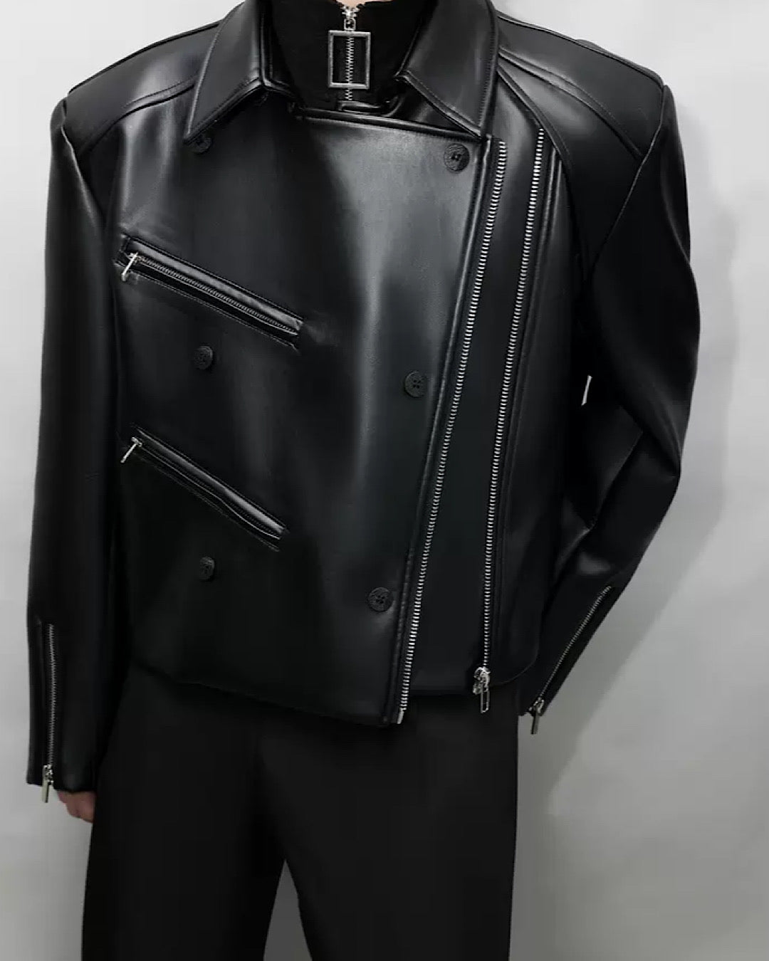 covered leather jacket  US1733