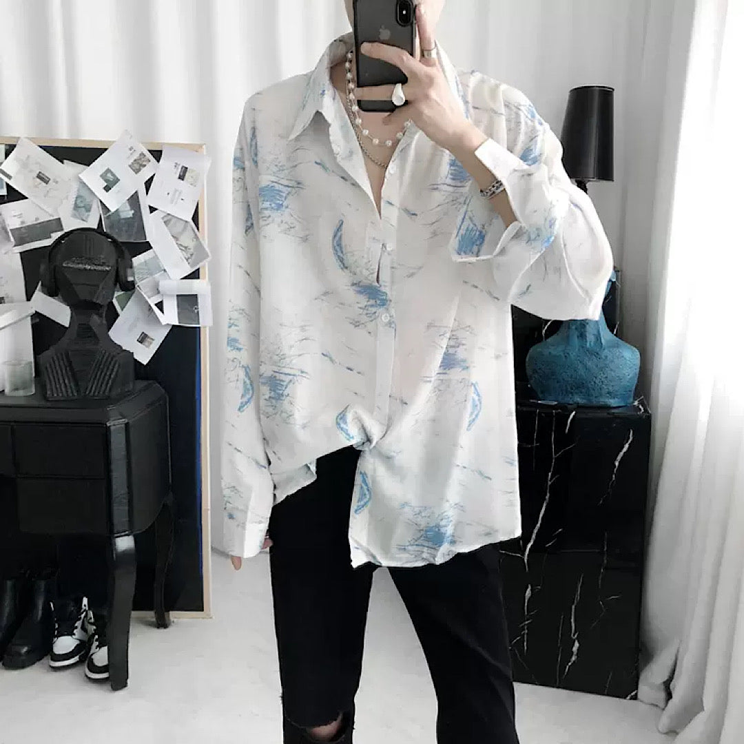 blue effect shirt  US1092