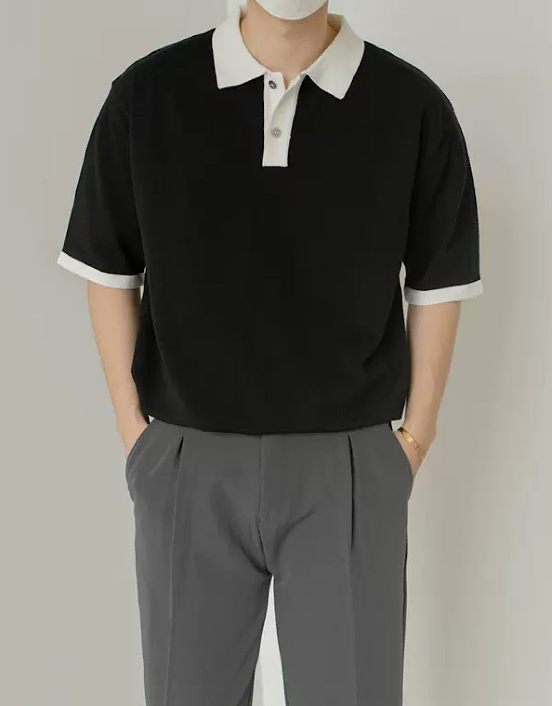 simple monochrome polo shirt  US1414