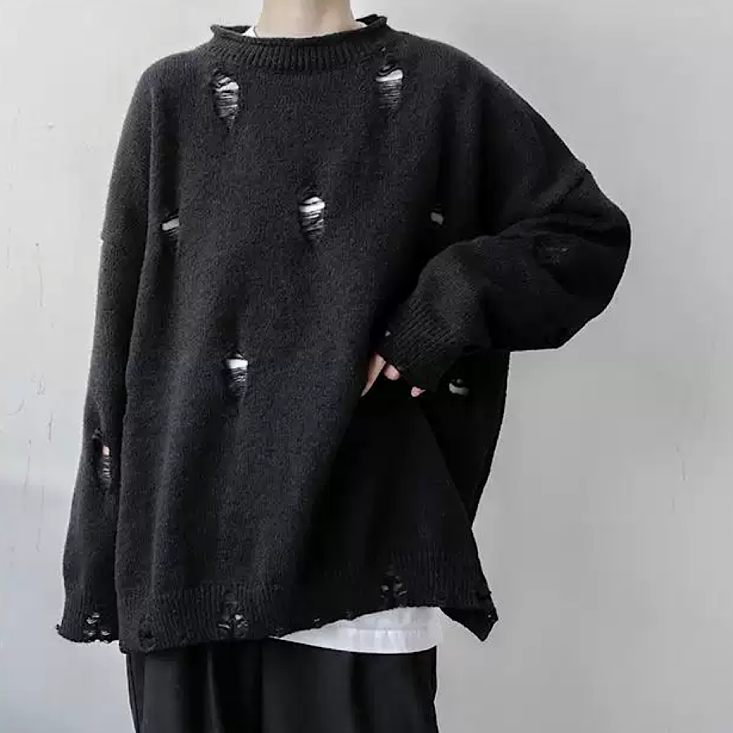 damage cut sweater  US1594