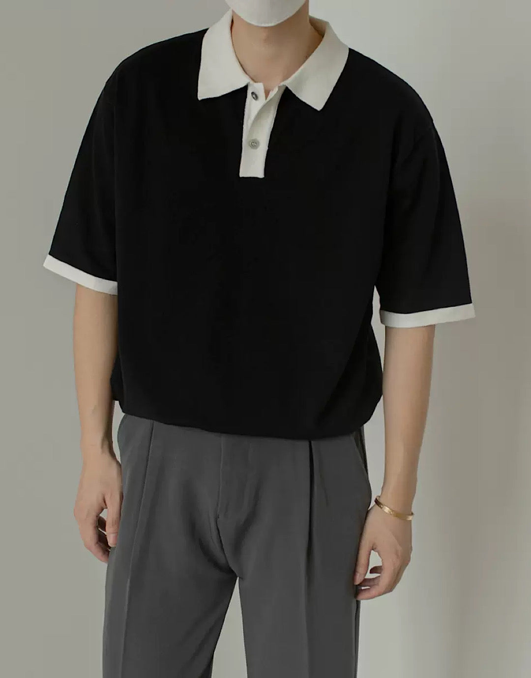 simple monochrome polo shirt  US1414