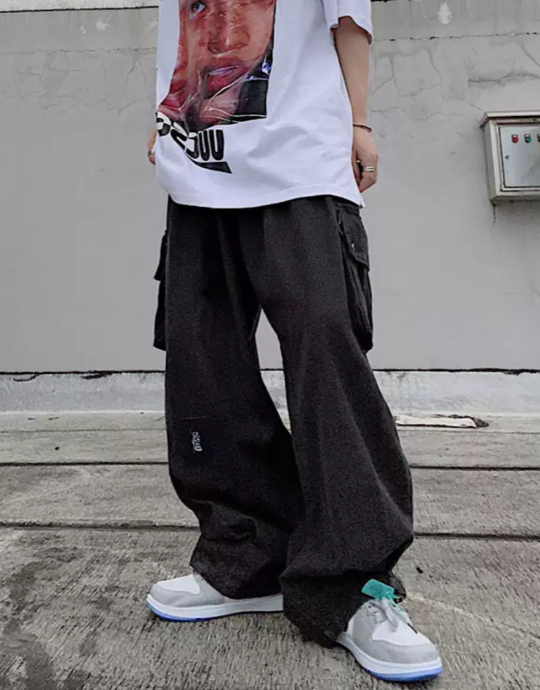 【UUCSCC】Folded black balloon pants  US0012