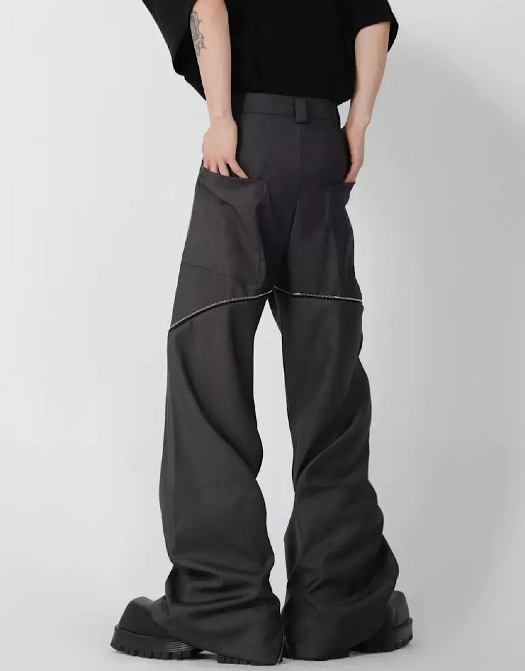 side zipper flared pants  US1853