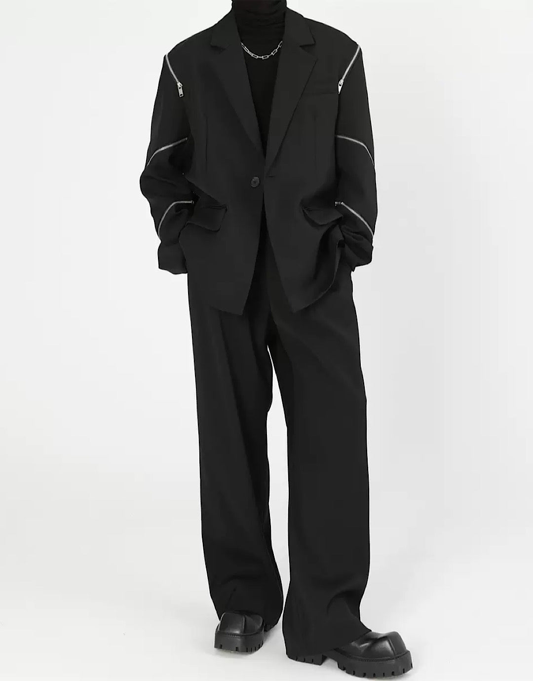 overall zipper wide jacket  US1796