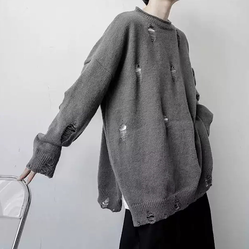 damage cut sweater  US1594