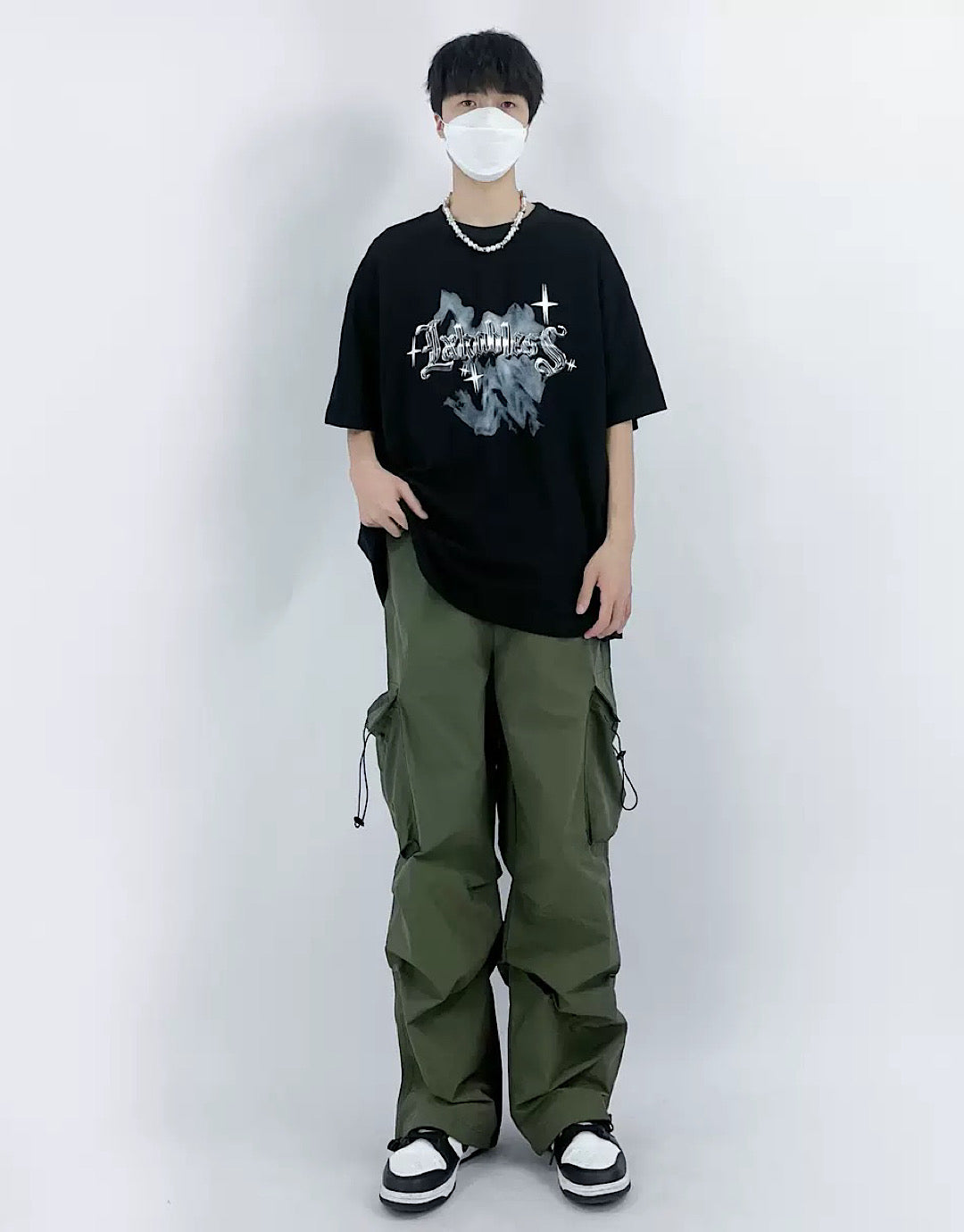 loose silhouette cargo pants  US1375