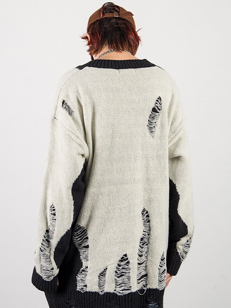 white damage sweater  US1510