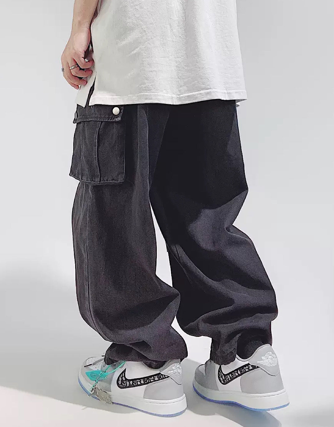 【UUCSCC】Folded black balloon pants  US0012