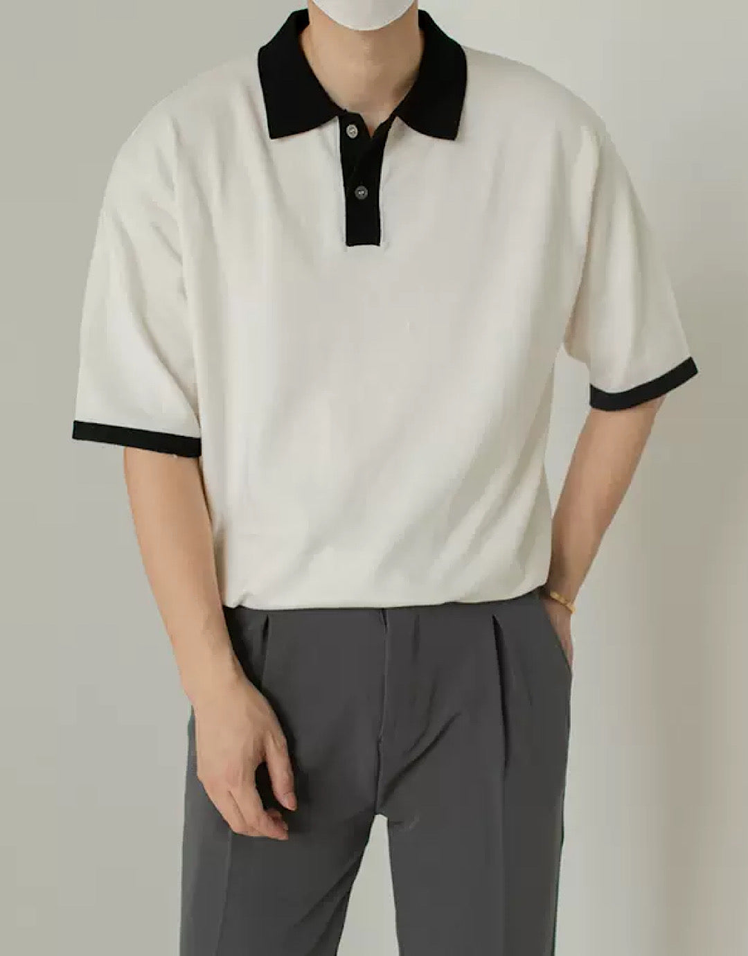 simple monochrome polo shirt  US1414