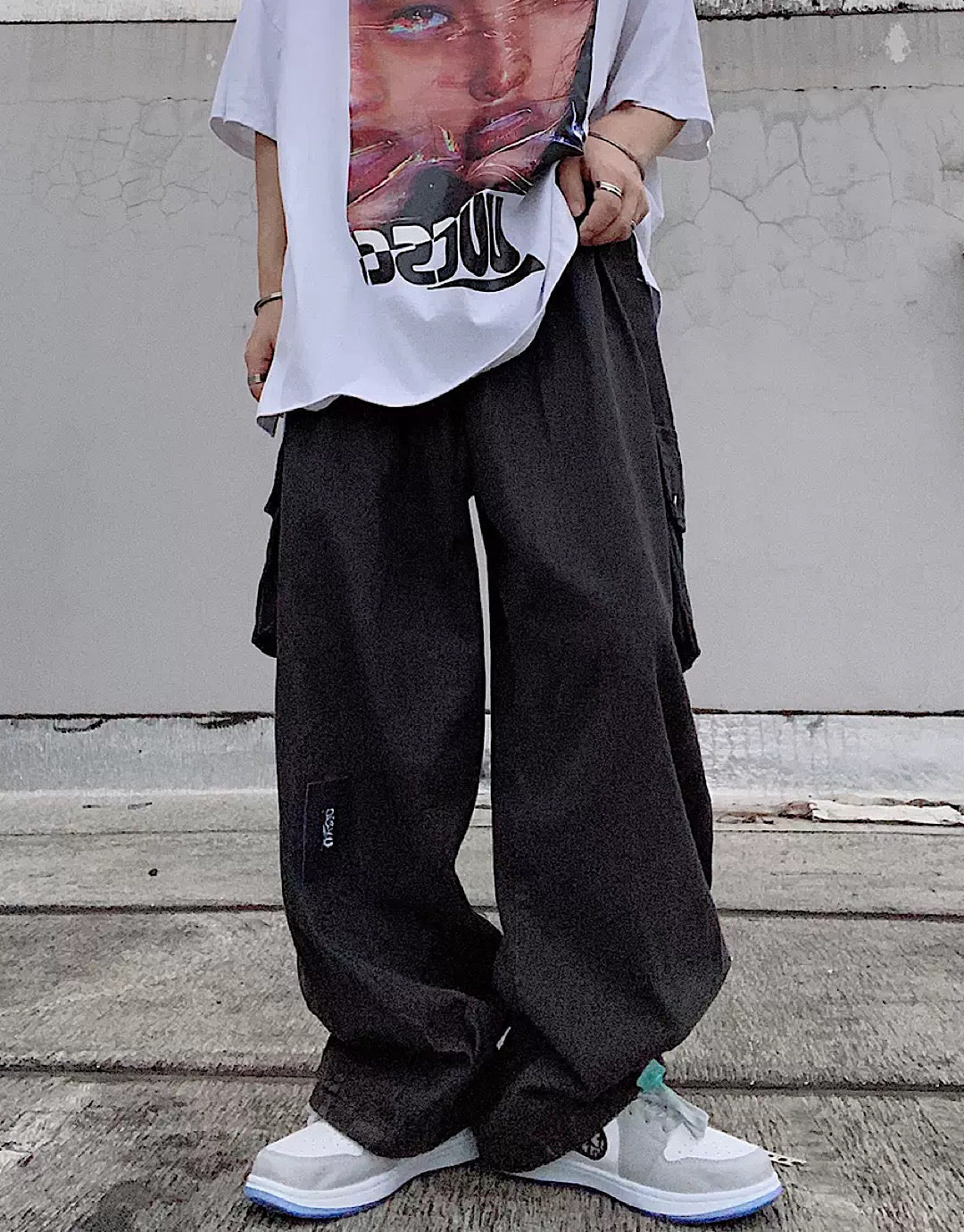 【UUCSCC】Folded black balloon pants  US0012