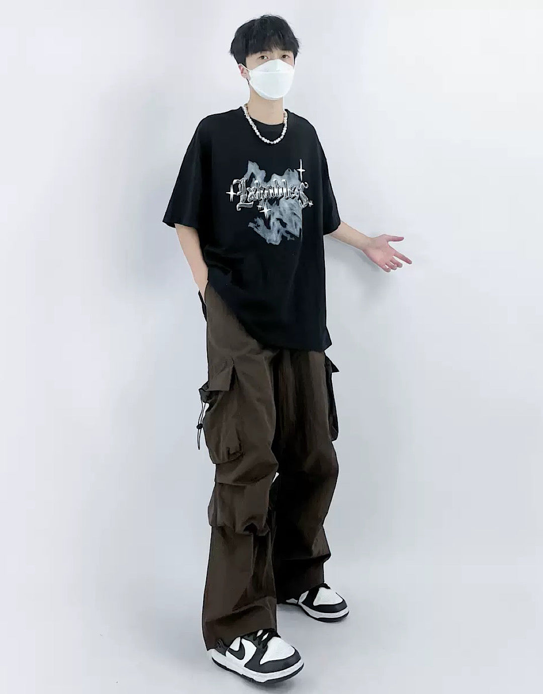 loose silhouette cargo pants  US1375