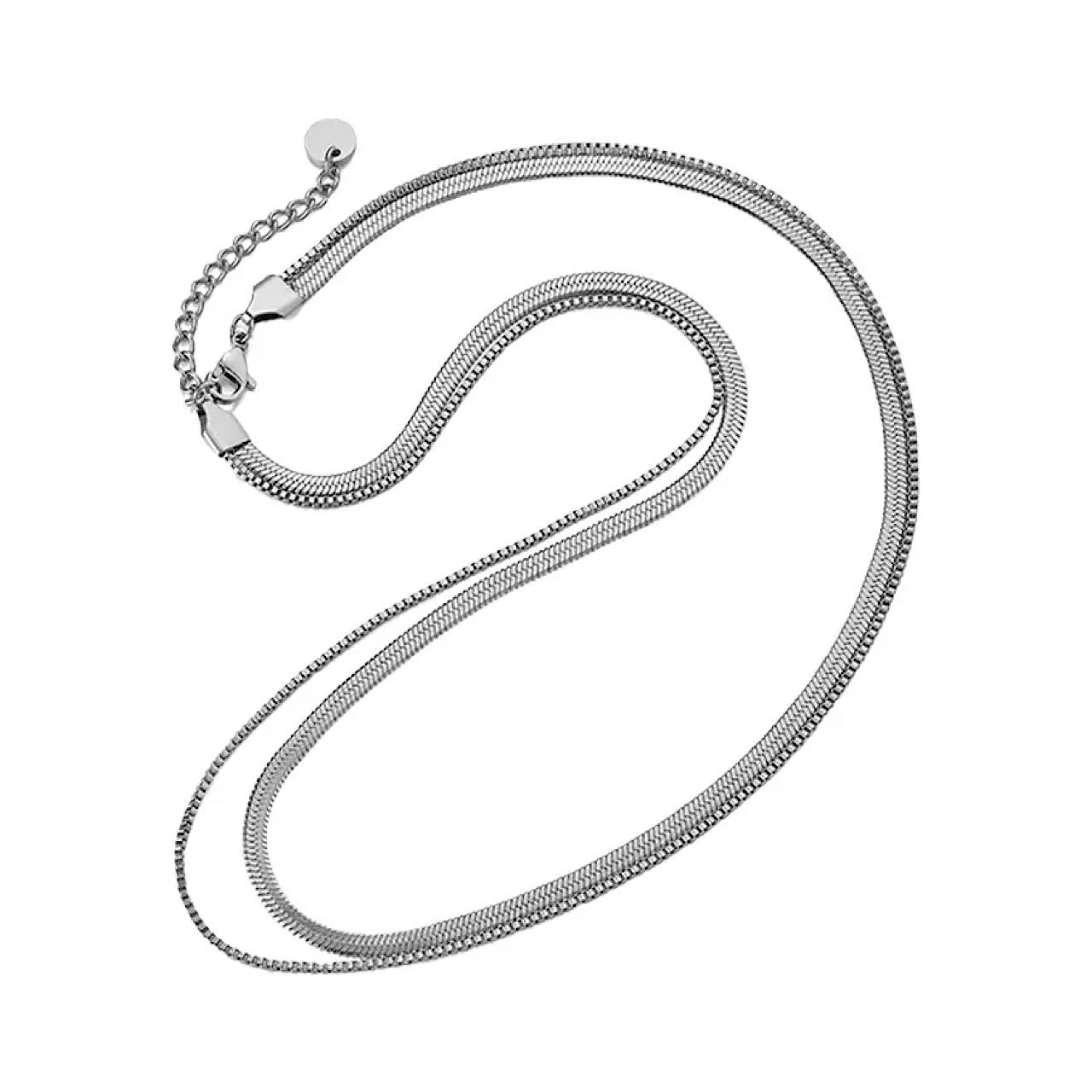 zip like silver necklace  US1693