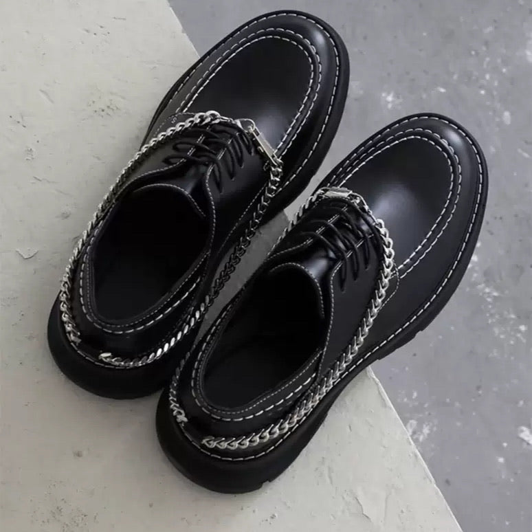 chain design leather shoes  US1141