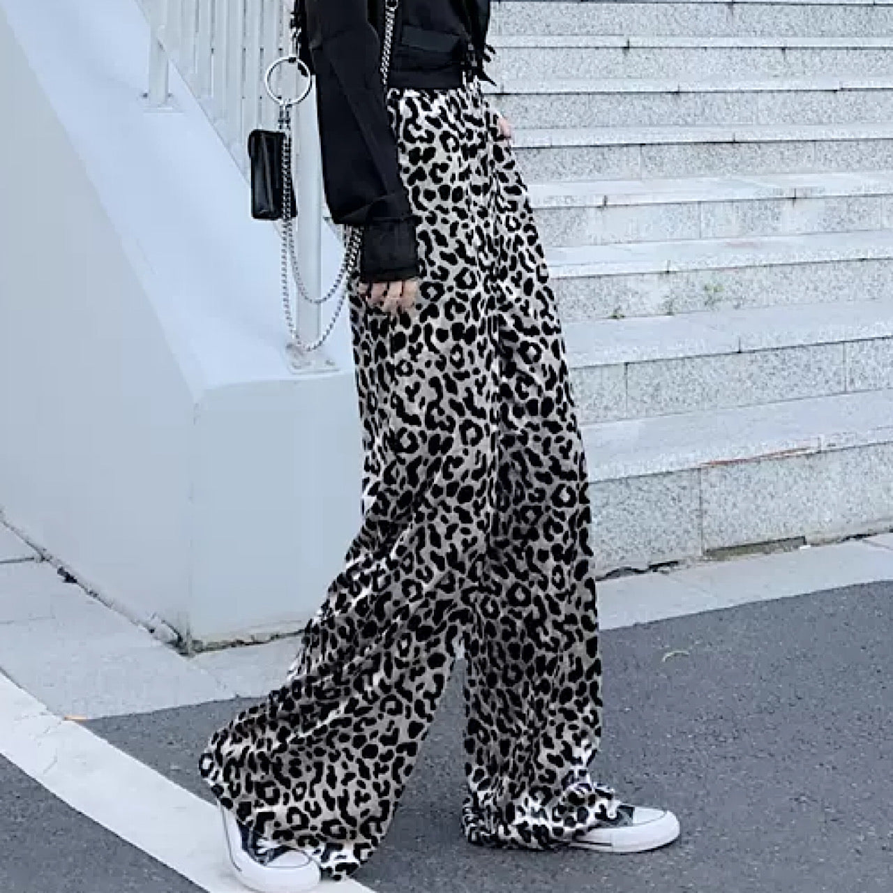 leopard print wide pants  US1350