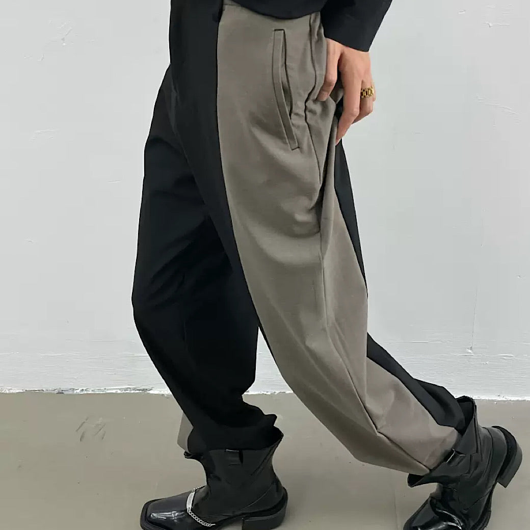 two-tone color street pants  US1217