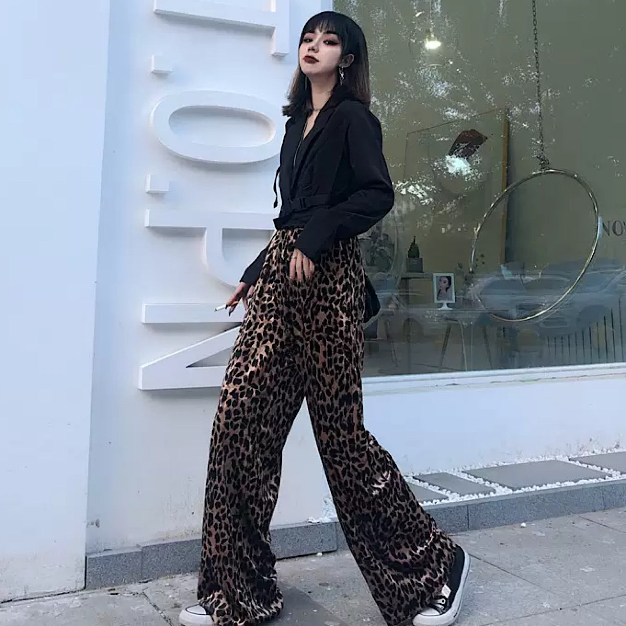 leopard print wide pants  US1350