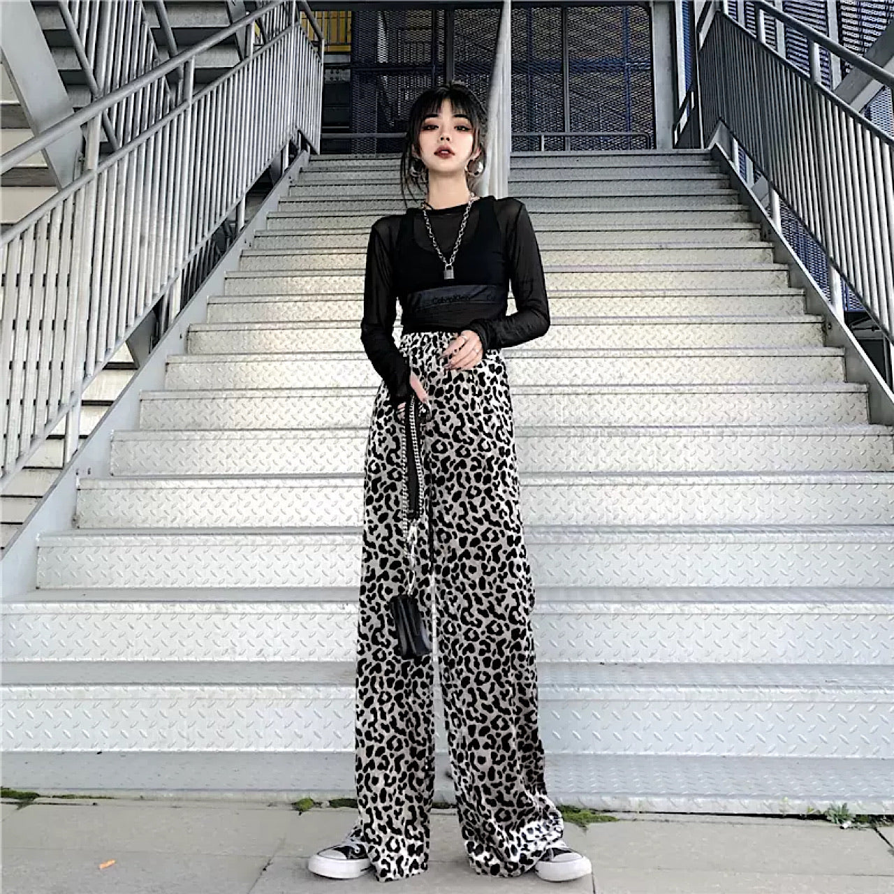 leopard print wide pants  US1350