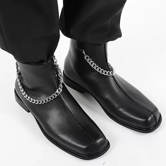 chain design leather boots  US1140