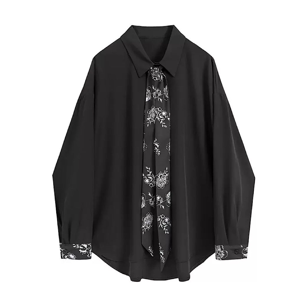 black shirt with paisley tie  US1531