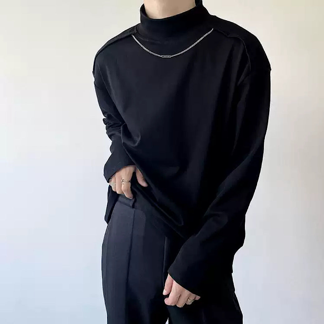 half-high collar long-sleeved T-shirt  US1147