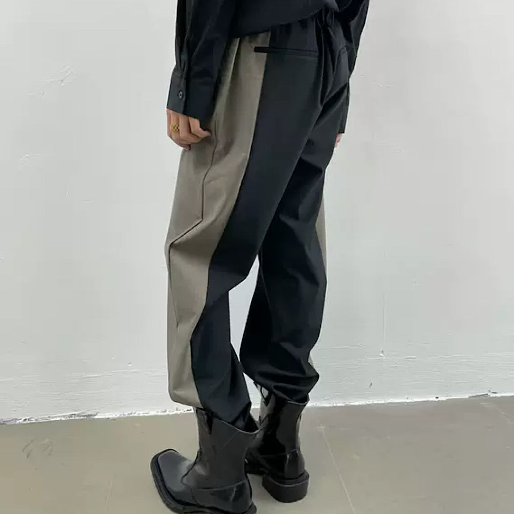 two-tone color street pants  US1217