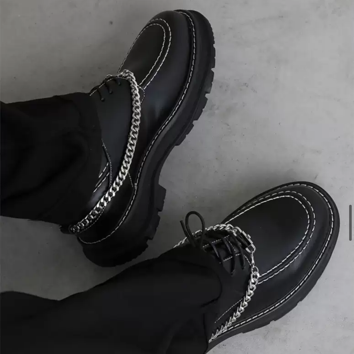 chain design leather shoes  US1141