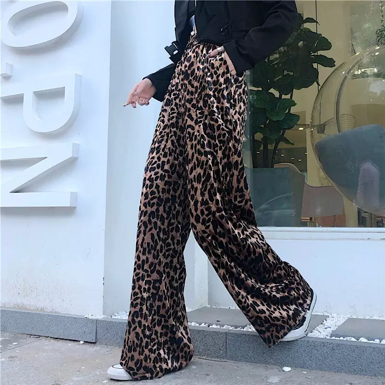 leopard print wide pants  US1350