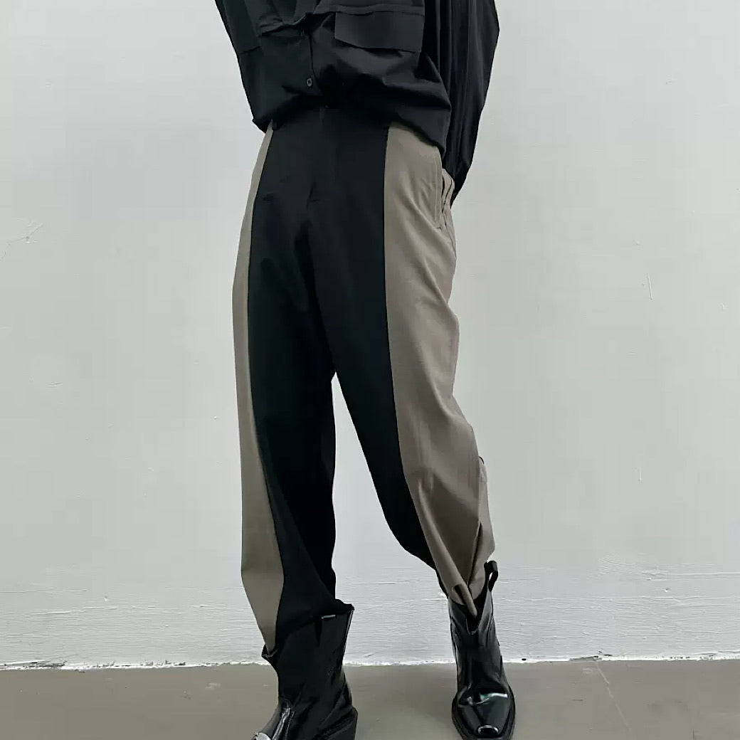 two-tone color street pants  US1217