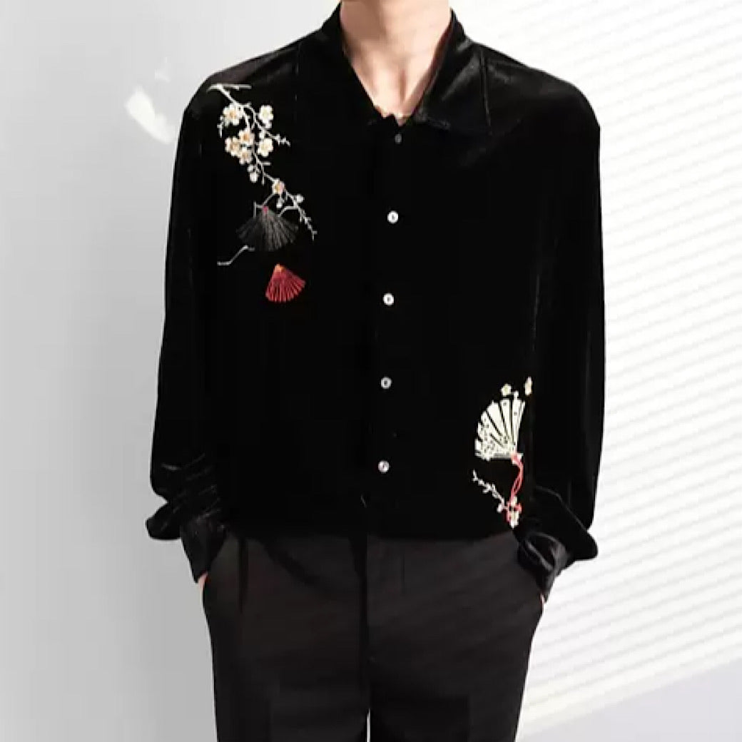 Japanese design flower shirt  US1332