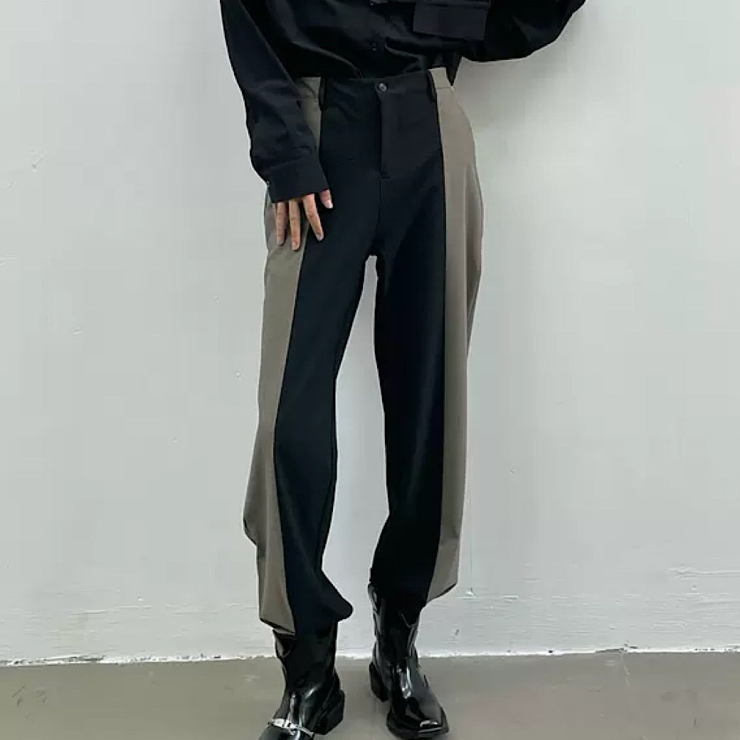 two-tone color street pants  US1217