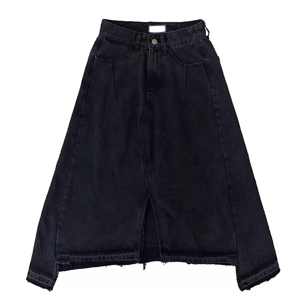 damaged denim skirt  US1661