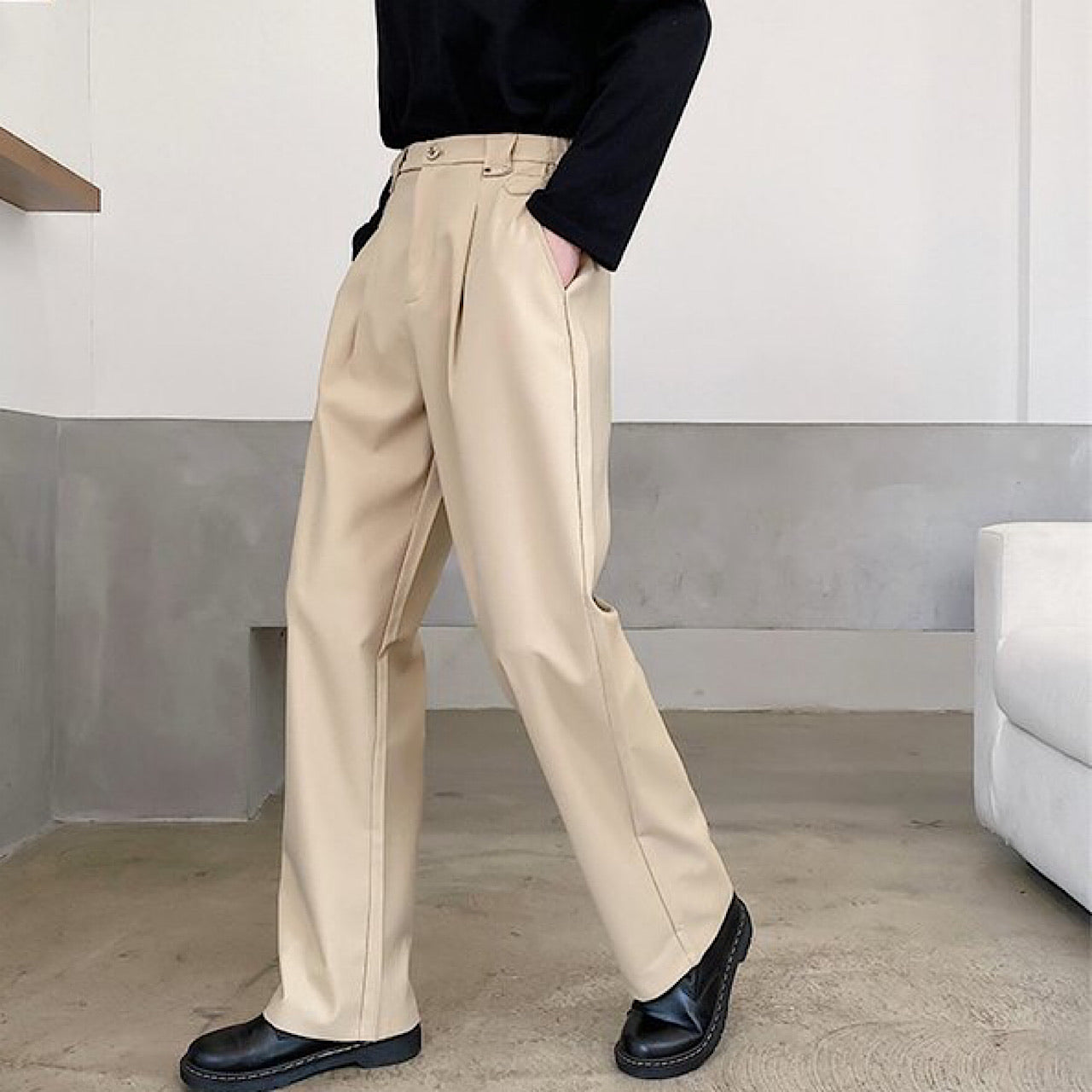 high waist straight slacks  US1319