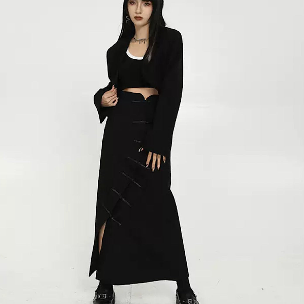 dark irregular high waist skirt  US1184