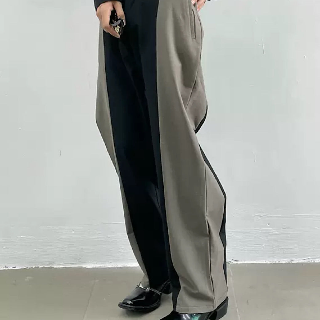 two-tone color street pants  US1217